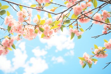 springtime cherry blossoms against a bright sky