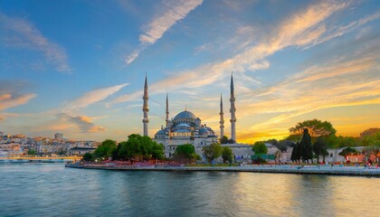 suleymaniye mosque ottoman imperial mosque at sunset historical suleymaniye mosque istanbul most popular tourism destination of turkey golden horn istanbul turkiey - obrazy, fototapety, plakaty