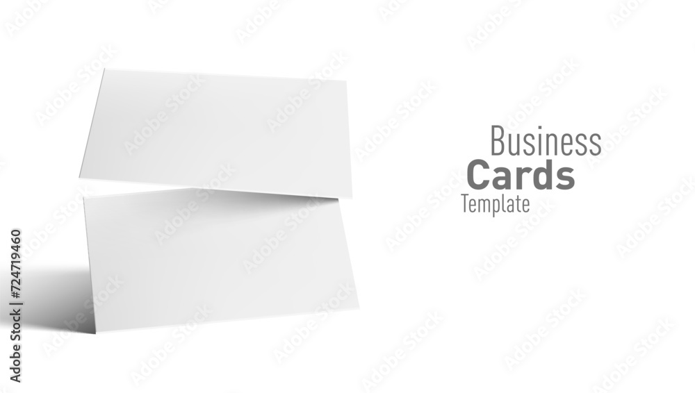 Canvas Prints 3D White Flying Business Cards With Shadow