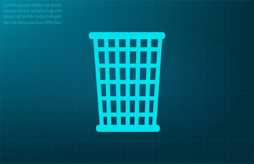 Trash can symbol. Vector illustration on blue background. Eps 10.