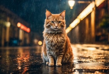 Cat and rain