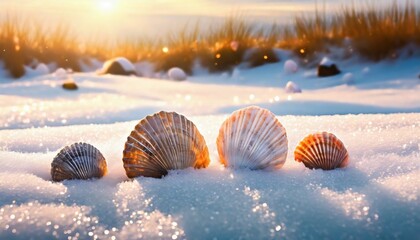 Obraz na płótnie Canvas seashells in the snow