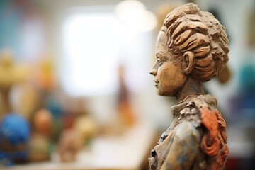 focus on a clay sculpture in the midst of creation