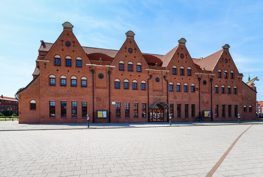 Gdansk, Poland - July 15, 2023: A building of Polish Baltic F.Chopin Philharmonic in Gdańsk. Poland