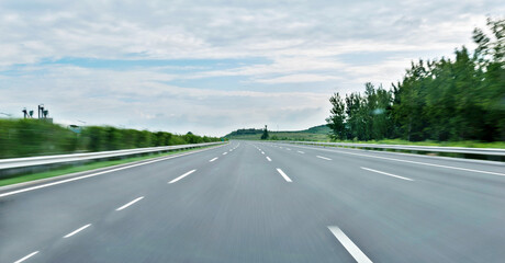 Motion blur of empty highway road