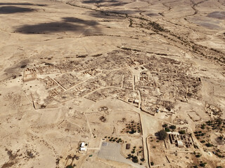 Tel Shivta ancient Nabatean byzantine town ruins in Israel Negev desert - obrazy, fototapety, plakaty