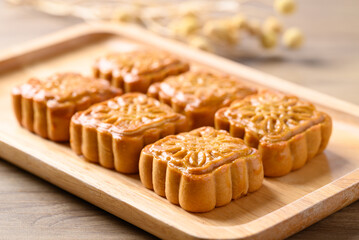 Chinese mooncake, traditional dessert celebrating in Chinese festival mid autumn or new year