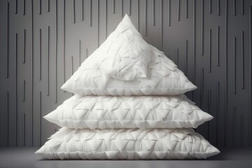 Pillow pyramid made of white feathers