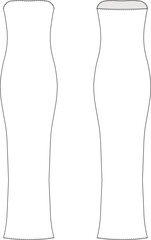 strapless sleeveless long maxi body-con dress gown template technical drawing flat sketch cad mockup fashion woman design style model
