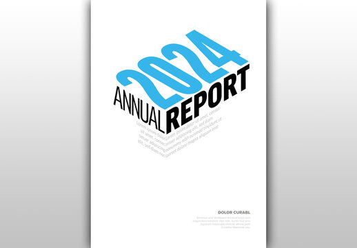 White and blue modern annual report front cover page template with isometry 3d title