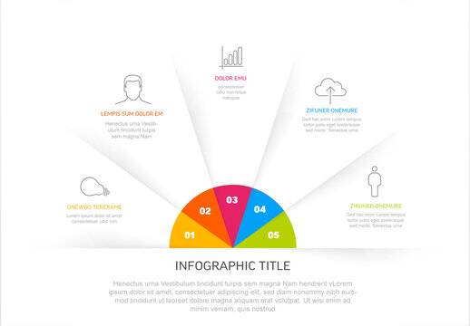 Light fan Infographic with five color accent items icons and descriptions