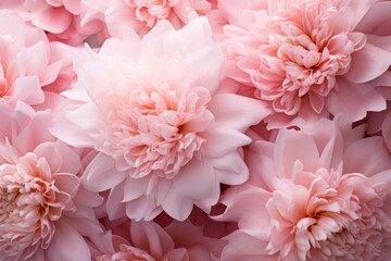 Gentle pink background of peony flowers petals macro photo, closeup view, pink floral background