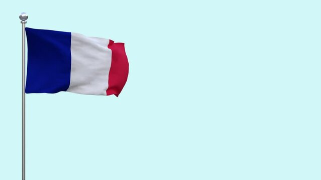 Drapeau fran&ccedil;ais flottant au vent - vid&eacute;o en boucle - canal alpha s&eacute;par&eacute; - 4K