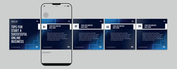 Set of Linkedin Carousel Post, editable social media Instagram carousel post, modern and creative business carousel post template, eps 10. © Graphaxil