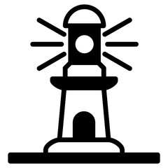 Lighthouse icon, solid glyph icon vector, black and white glyph icon symbol.