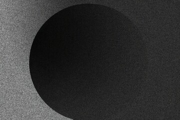 Gritty Monochrome with Black Highlight: Immerse yourself in a gritty ambiance where black and grey gradients merge with extreme noise, featuring a prominent black circle that injects intensity