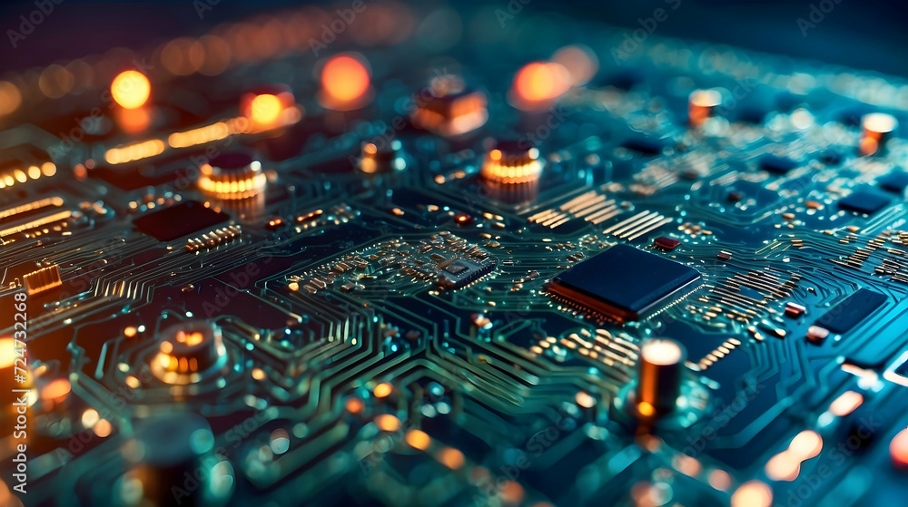 Poster electronic circuit board close-up computer circuit, circuit board close-up, electronic circuit macro