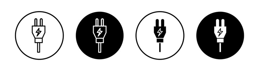 Electric plug flat line icon set. Electric plug Thin line illustration vector