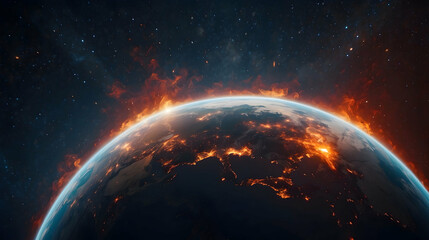 earth with fire all land , natural disaster situation, Disaster aftermath landscape, Emergency...