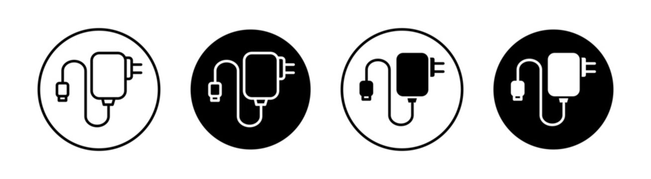Charger flat line icon set. Charger Thin line illustration vector