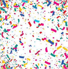 Colorful bright confetti isolated on transparent background.Vector Festive Illustration of Falling Shiny Confetti