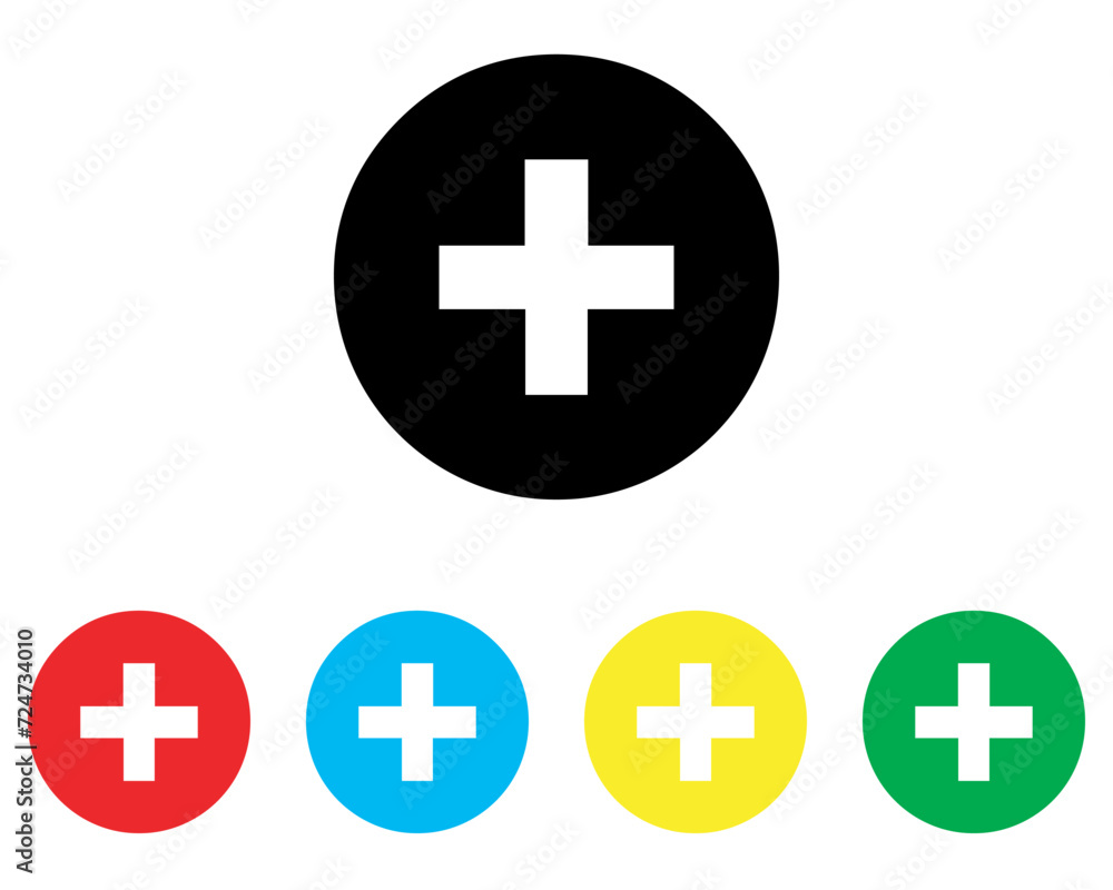 Fototapete add icon vector. plus sign symbol in trendy flat style. set elements in colored icons. medical cross