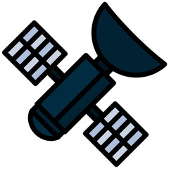 Satellite icon, outline flat design style icon, outline colour icon vector illustration.