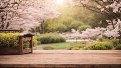 Foto op Aluminium Serene Japanese garden with seasonal beauty Surrounded by natural cherry blossoms Spring and autumn in a picturesque park atmosphere © Joesunt