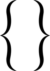 Curly braces, double symmetric brackets. Vector Typography symbols pair, frames for punctuation, maths, elements sign for text quote, mathematics.