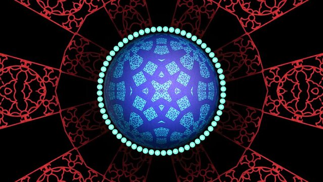 Blue and Red Hypnotic Spiritual Spiritual Religious Psychedelic Mandala Background 4K 60 FPS