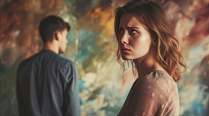 illustrating a couple's conflict, communication breakdown, and emotional distress