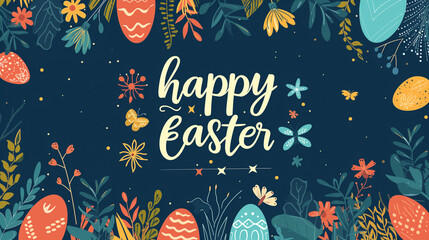 Banner with text happy easter
