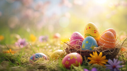 easter eggs in the grass