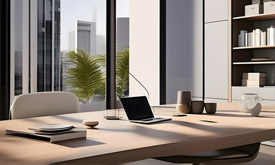 modern interior with desk, home office, produtive