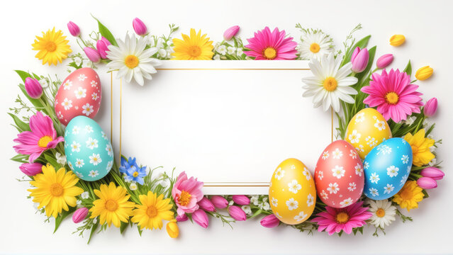 Picture Frame Decorated With Flowers and Eggs