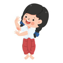 Girl student of traditional Thai dancer