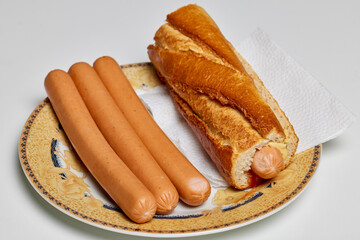 homemade hot dog on a plate in the kitchen