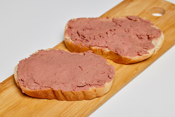 Pateu on a slice of bread on a plate