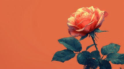  a single red rose on an orange background with the words jade written in the middle of the picture and the image of a single red rose on an orange background.