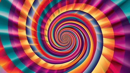Fototapeta na wymiar Continuously Expanding Hypnotic Spiral, Mesmerizing Optical Illusion in Psychedelic Colors.