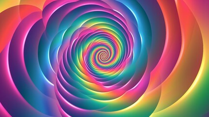 Continuously Expanding Hypnotic Spiral, Mesmerizing Optical Illusion in Psychedelic Colors.
