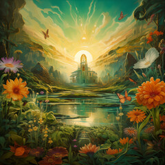 Ancent secret garden, painting