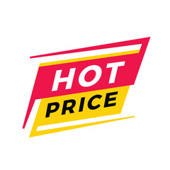 Hot price sign, red label for banner modern style. Vector design template.