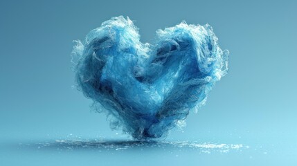  a blue heart shaped object floating on top of a body of water with a splash of water on the bottom and bottom of the heart shaped object on top of the bottom of the image.