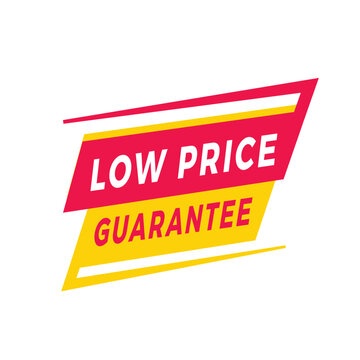 Low price guarantee sign, red label for banner modern style. Vector design template.