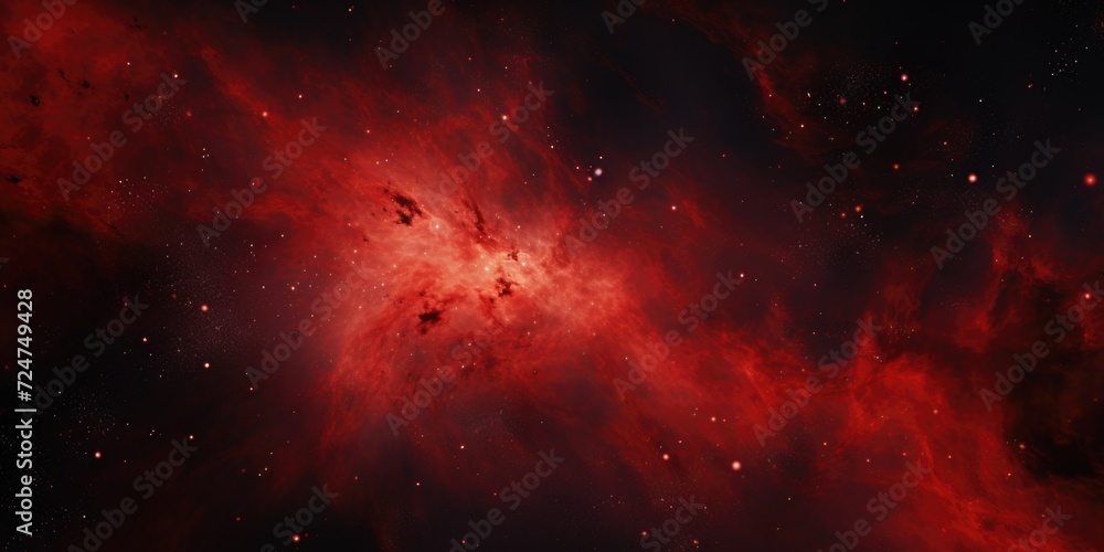 Poster A stunning image of a bright red nebula with stars in the background. Perfect for astronomy enthusiasts or anyone looking for a captivating space-themed image