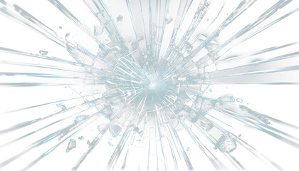 Obraz premium Glass mirror breaked shatter with debris super slow motion. Macro camera. PNG Transparent Background