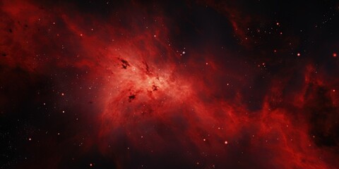 A stunning image of a bright red nebula with stars in the background. Perfect for astronomy enthusiasts or anyone looking for a captivating space-themed image - Powered by Adobe