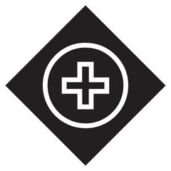 Fototapeta premium Add icon vector. Plus logo design. Medical cross vector icon illustration in rhombus isolated on white background
