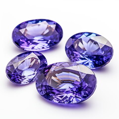 Fototapeta premium Tanzanite Blue on white background. AI Generative.